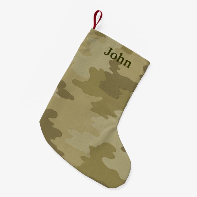 Personalised Light Camouflage Christmas Stocking (Front (Hanging))