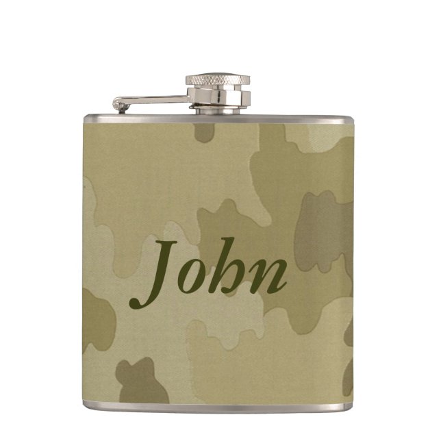Personalised Light Camouflage Flask (Front)