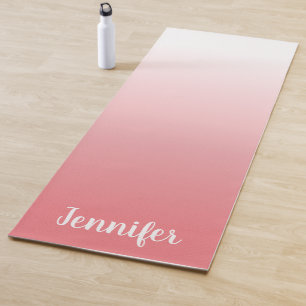 Personalised Light Coral and White Ombre Yoga Mat