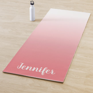 Personalised Light Coral and White Ombre Yoga Mat