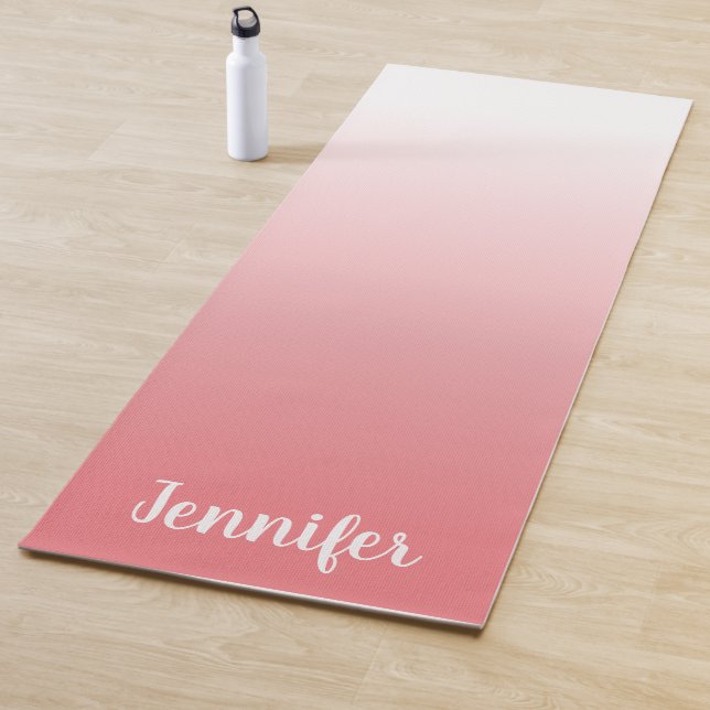 Personalised Light Coral and White Ombre Yoga Mat (In Situ)