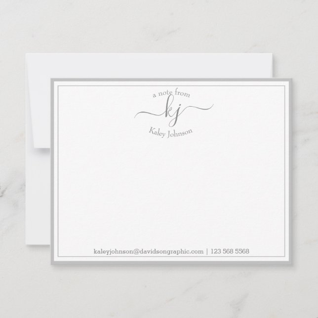 Personalised Light Grey From The Desk Of Note Card (Front)