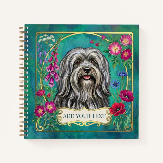 Personalised Light Grey Lhasa Apso Square Notebook (Front)