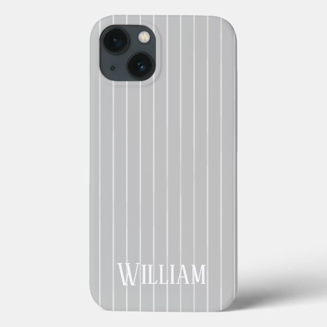 Personalised light grey pinstripes Case-Mate iPhon Case-Mate iPhone Case (Back)