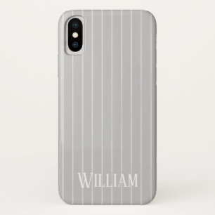 Personalised light grey pinstripes iPhone x case
