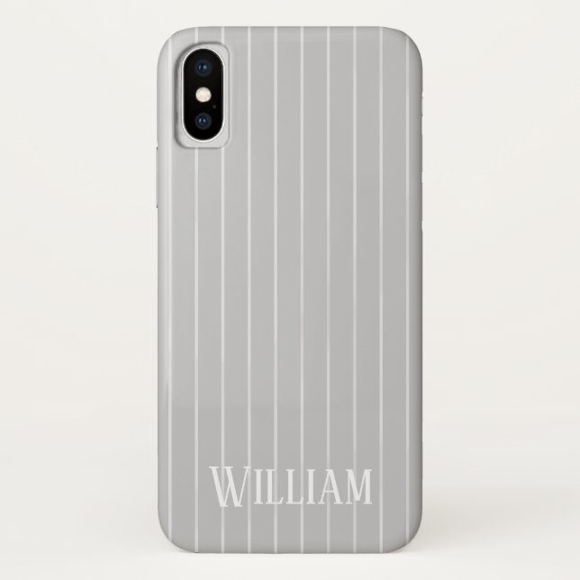 Personalised light grey pinstripes Case-Mate iPhone case (Back)