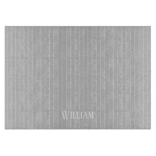 Personalised light grey pinstripes cutting board