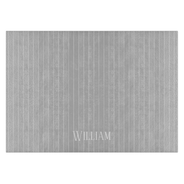 Personalised light grey pinstripes cutting board (Front)