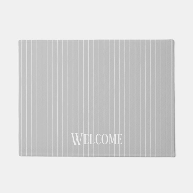Personalised light grey pinstripes doormat (Front)