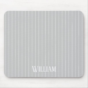 Personalised light grey pinstripes mouse mat