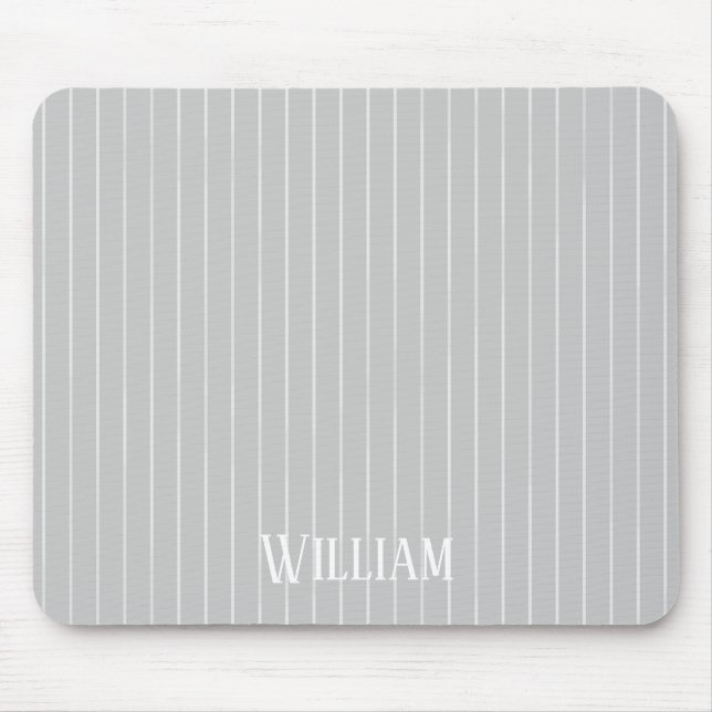 Personalised light grey pinstripes mouse mat (Front)