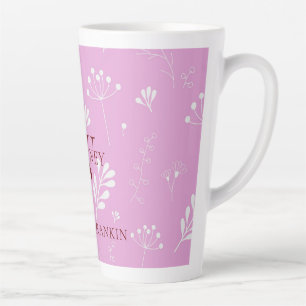 Personalised Light Maroon w/ White Florals Latte Mug