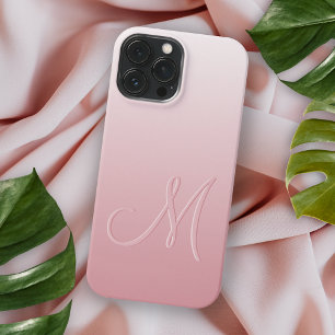 Personalised Light Peach Blush Pink Monogram iPhone 15 Pro Max Case