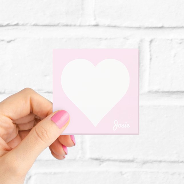 Personalised Light Pink Heart Sticky Notes (Creator Uploaded)