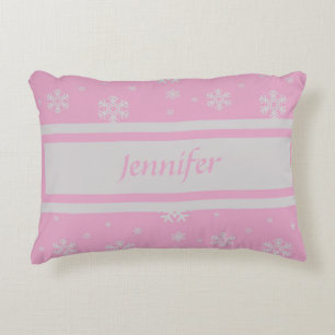 Personalised Light Pink Snowflake Accent Pillow
