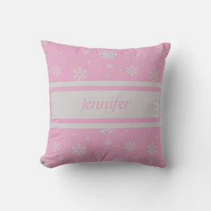 Personalised Light Pink Snowflake Pillow