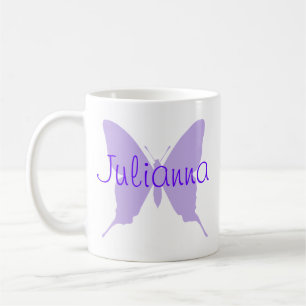 Personalised Light Purple Butterfly Shape Coffee Mug