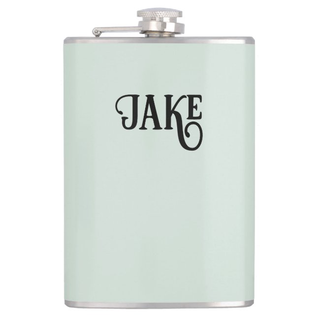 Personalised Light Sage Green Hip Flask (Front)