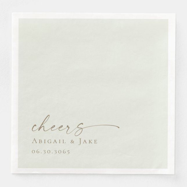 Personalised Light Sage Wedding Dinner Napkins (Front)