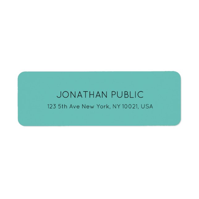 Personalised Light Teal Blue Green Return Address (Front)