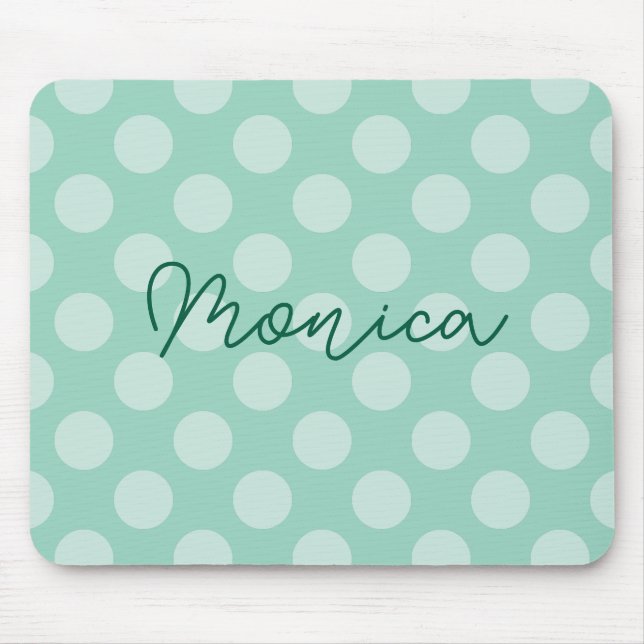 Personalised Light Teal Polka Dot Mouse Mat (Front)