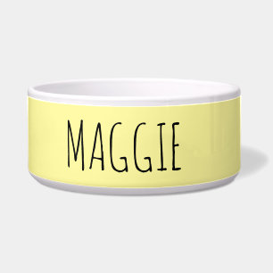 Personalised Light Yellow Ceramic Pet Bowl