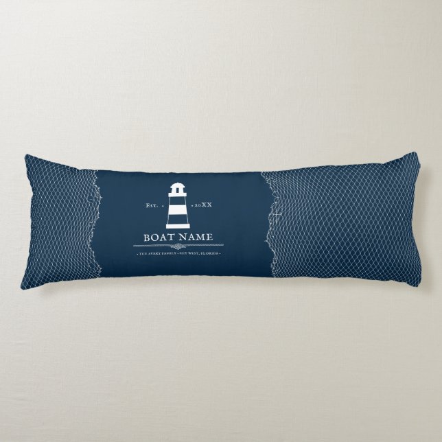 Personalised lighthouse Boat Name Body Cushion (Front)