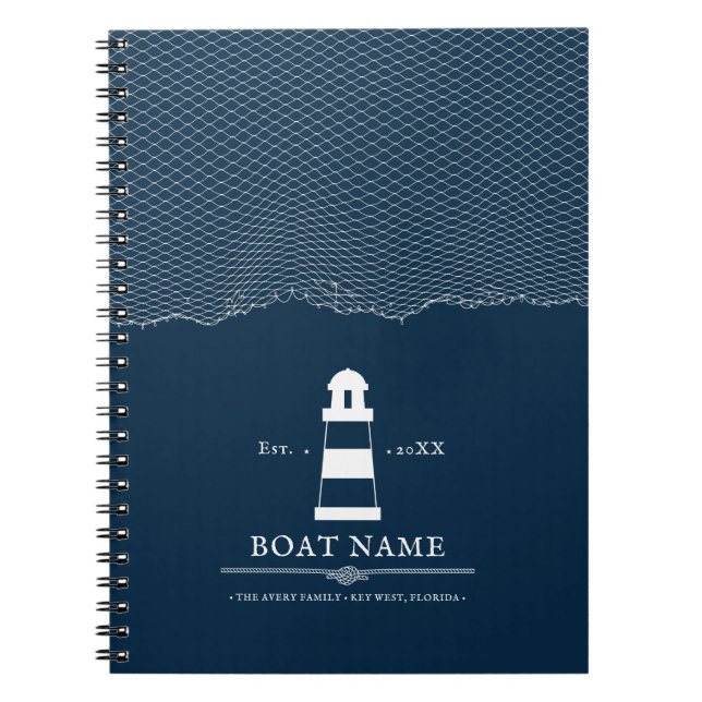 Personalised lighthouse Boat Nautical Blue  Notebook (Front)