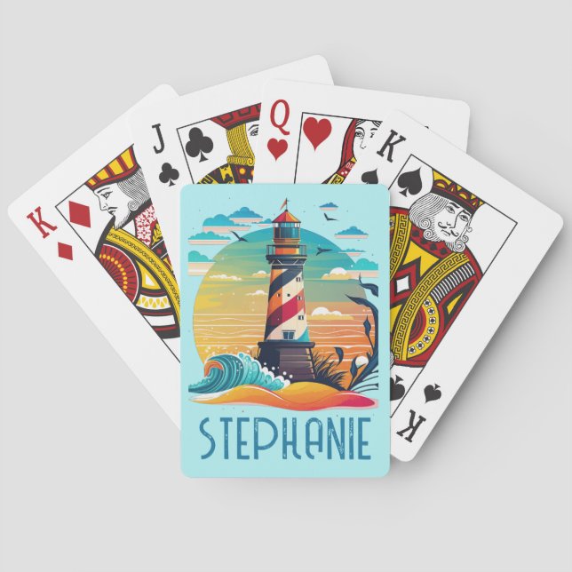 Personalised Lighthouse Glow Playing Cards (Back)