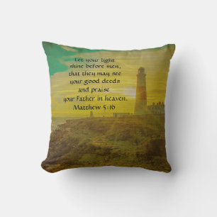 Personalised Lighthouse Sunset Bible Verse Pillow