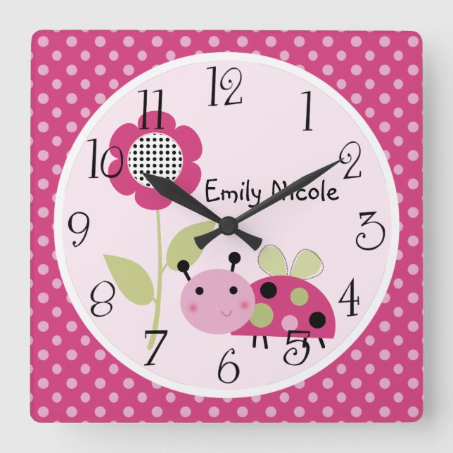Personalised Lil Little Ladybug Nursery Clock (Front)