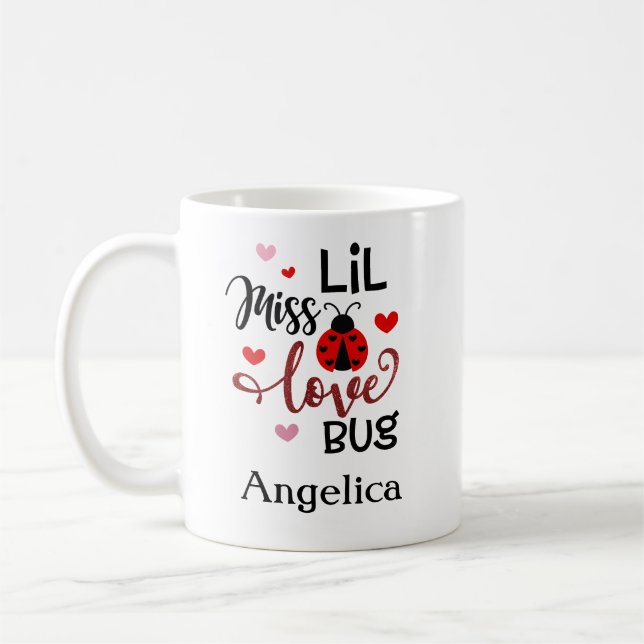 Personalised Lil Miss Love Bug Coffee Mug (Left)
