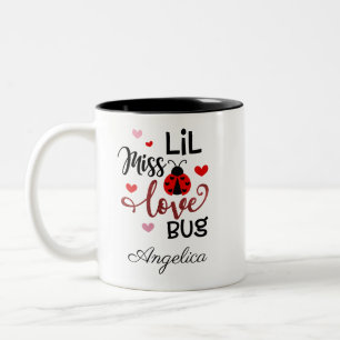Personalised Lil Miss Love Bug Two-Tone Coffee Mug