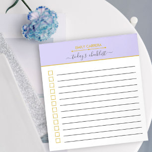 Personalised Lilac and Gold To Do List Checklist Notepad