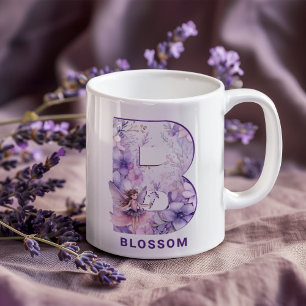 Personalised Lilac Fairy Monogram B Coffee Mug
