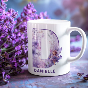 Personalised Lilac Fairy Monogram D Coffee Mug