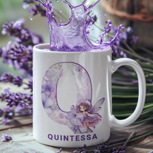 Personalised Lilac Fairy Monogram Q Coffee Mug