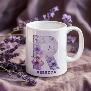 Personalised Lilac Fairy Monogram R Coffee Mug
