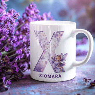 Personalised Lilac Fairy Monogram X Coffee Mug