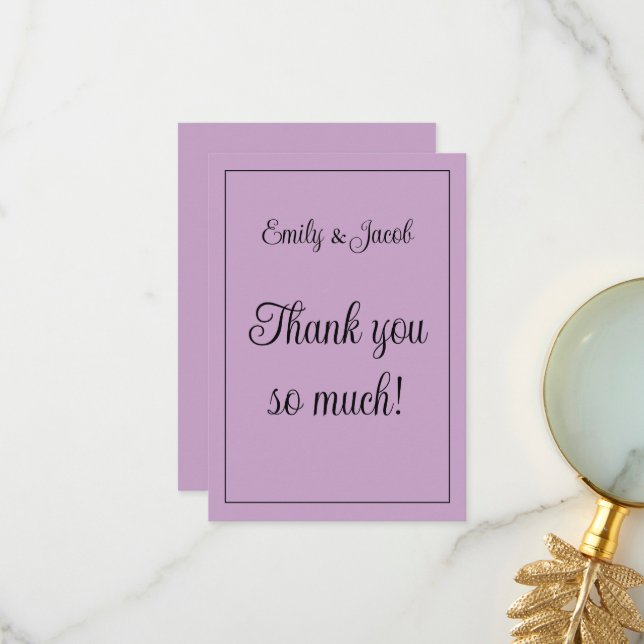 Personalised Lilac Thank You Card (Front/Back In Situ)