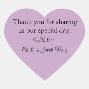 Personalised Lilac Wedding Heart Sticker