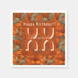 Personalised Lilies Themed Birthday Party Gift Napkin