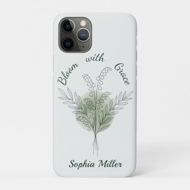 Personalised Lily of the Valley Custom Floral Name Case-Mate iPhone Case (Back)