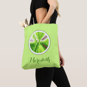 Personalised Lime Green Fractal With Name Tote Bag