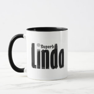 Personalised "Linda" Abstract Black and White Art Mug