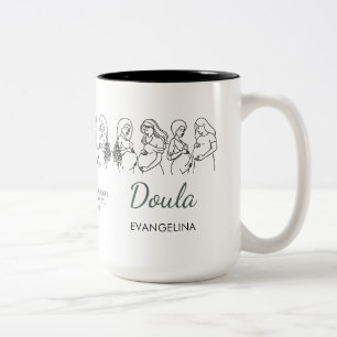 Personalised Line Art Midwife Doula Two-Tone Coffee Mug