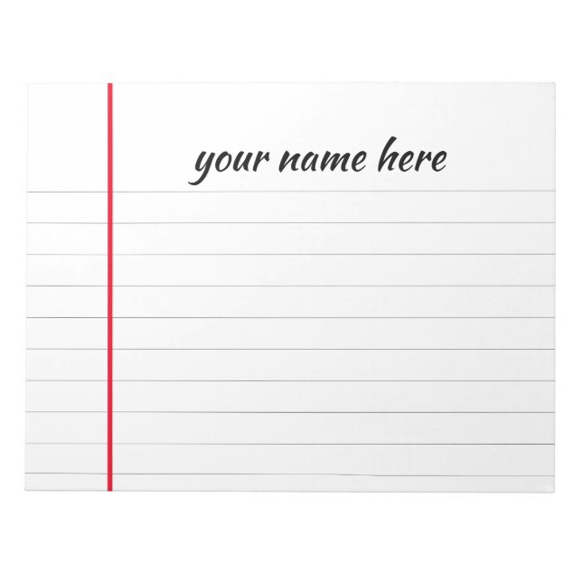 Personalised Lined Notepad (Front)