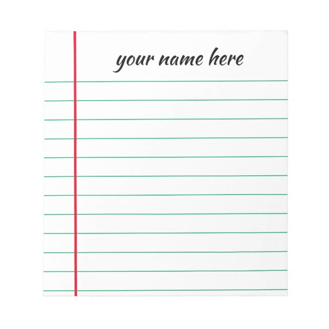 Personalised Lined Notepad (Front)