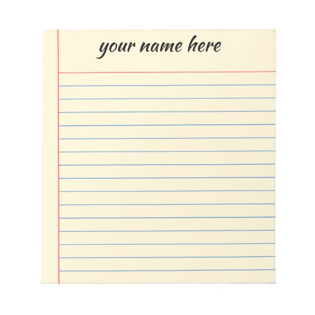Personalised Lined Notepad (Front)