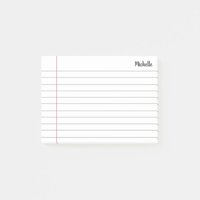  Personalised Lined School Notebook Paper Post-it Notes (Front)